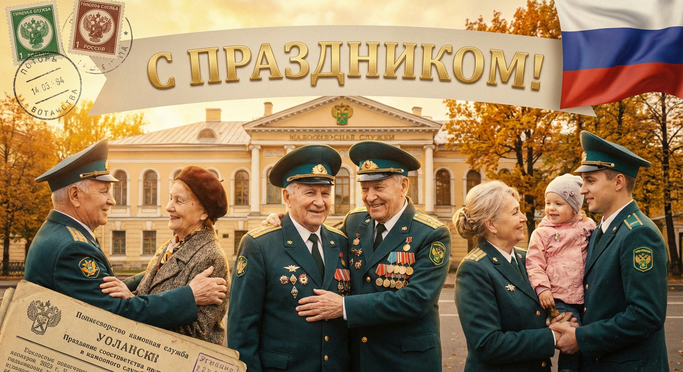 Создать открытку-картинку с поздравлением на День ветеранов таможенной службы с помощью нейросети