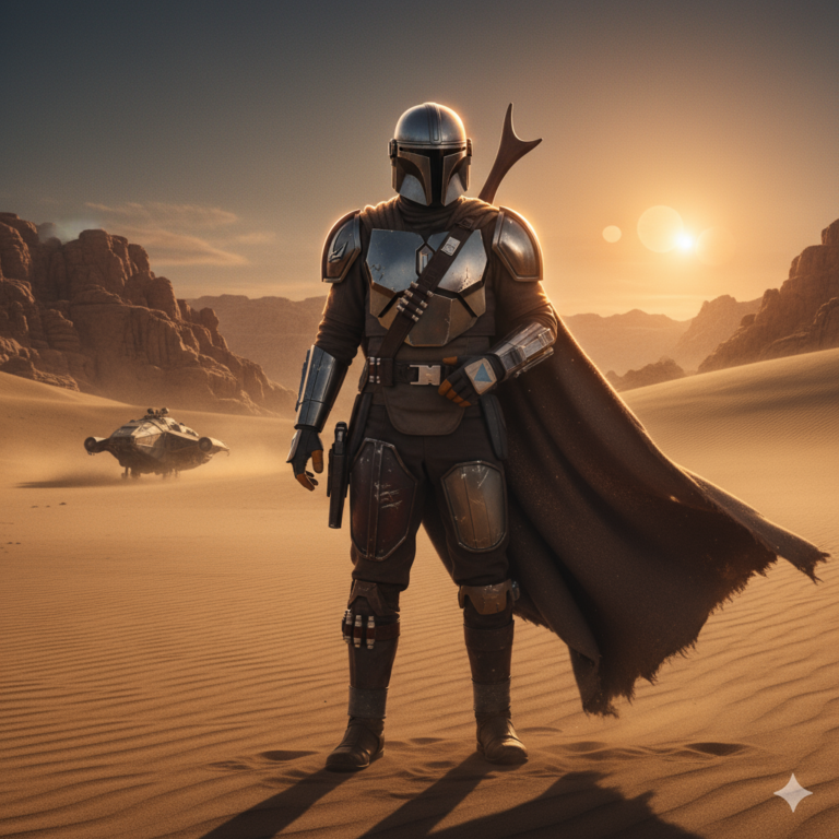 Сгенерировать фото или селфи в стиле сериала "Мандалорец"