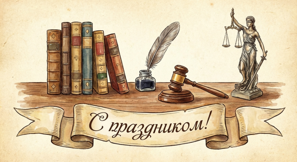 Создать открытку-картинку с поздравлением на День адвокатуры с помощью нейросети