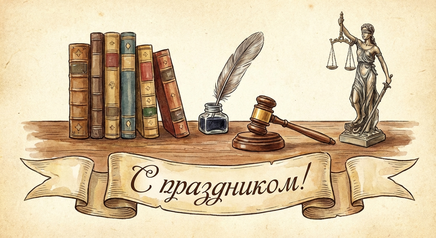 Создать открытку-картинку с поздравлением на День адвокатуры с помощью нейросети
