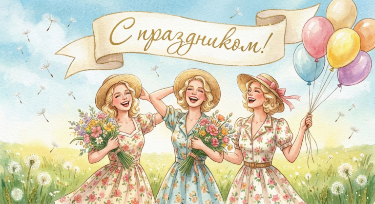 Создать открытку-картинку с поздравлением на День блондинок с помощью нейросети