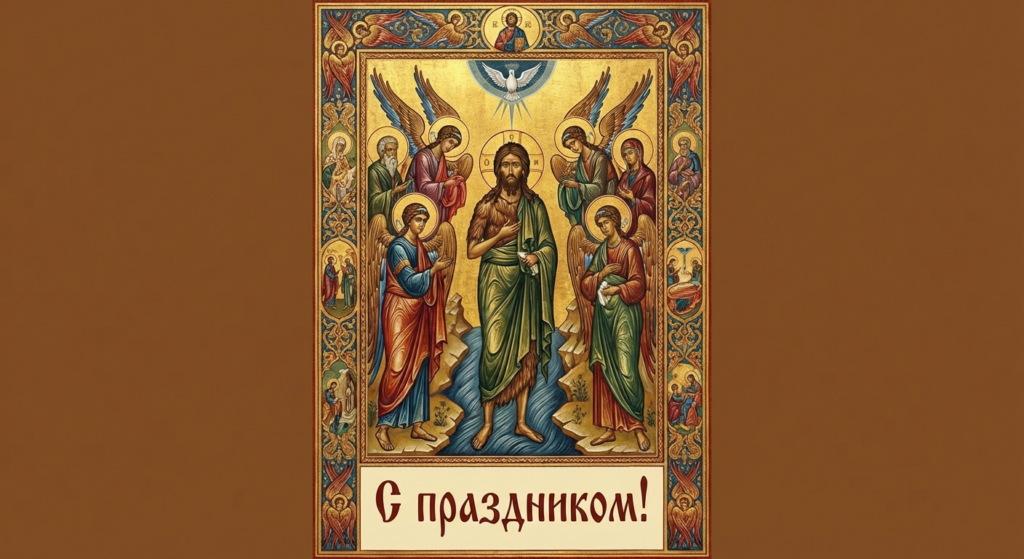Создать открытку-картинку с поздравлением на Собор Предтечи и Крестителя Господня Иоанна с помощью нейросети