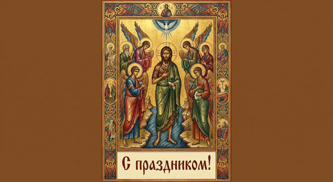 Создать открытку-картинку с поздравлением на Собор Предтечи и Крестителя Господня Иоанна с помощью нейросети