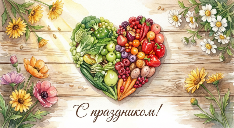 Создать открытку-картинку с поздравлением на День здорового питания с помощью нейросети