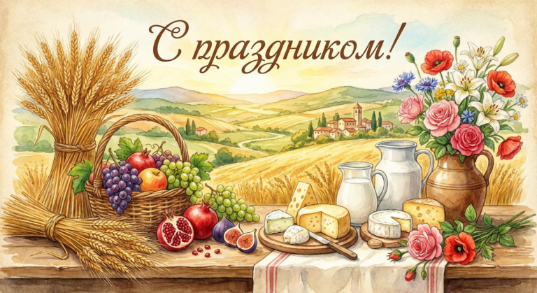 Создать открытку-картинку с поздравлением на Шавуот с помощью нейросети