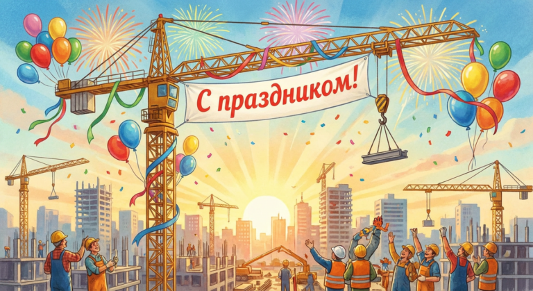 Создать открытку-картинку с поздравлением на День крановщика с помощью нейросети