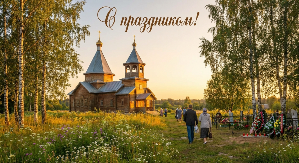 Создать открытку-картинку с поздравлением на Троицкая родительская суббота с помощью нейросети