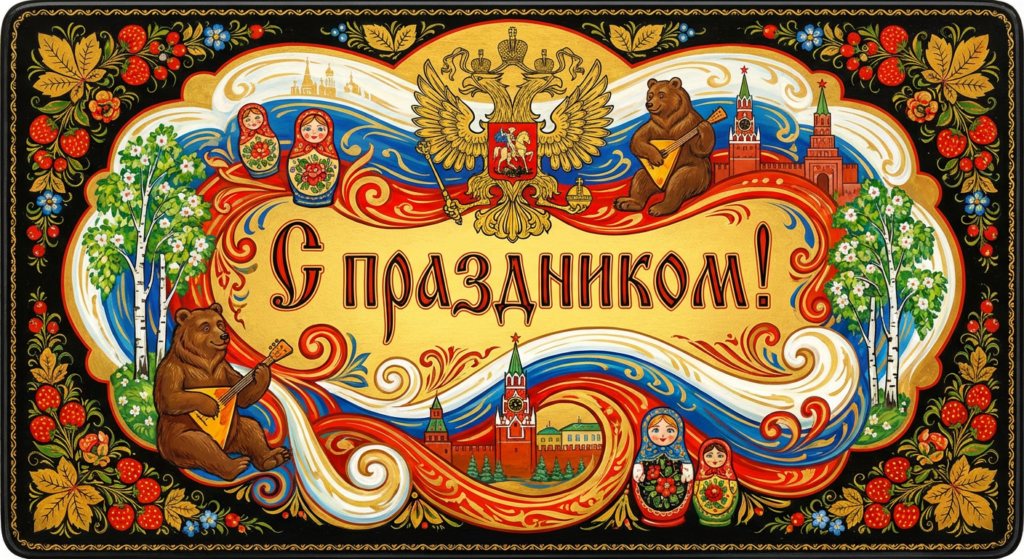 Создать открытку-картинку с поздравлением на День России с помощью нейросети