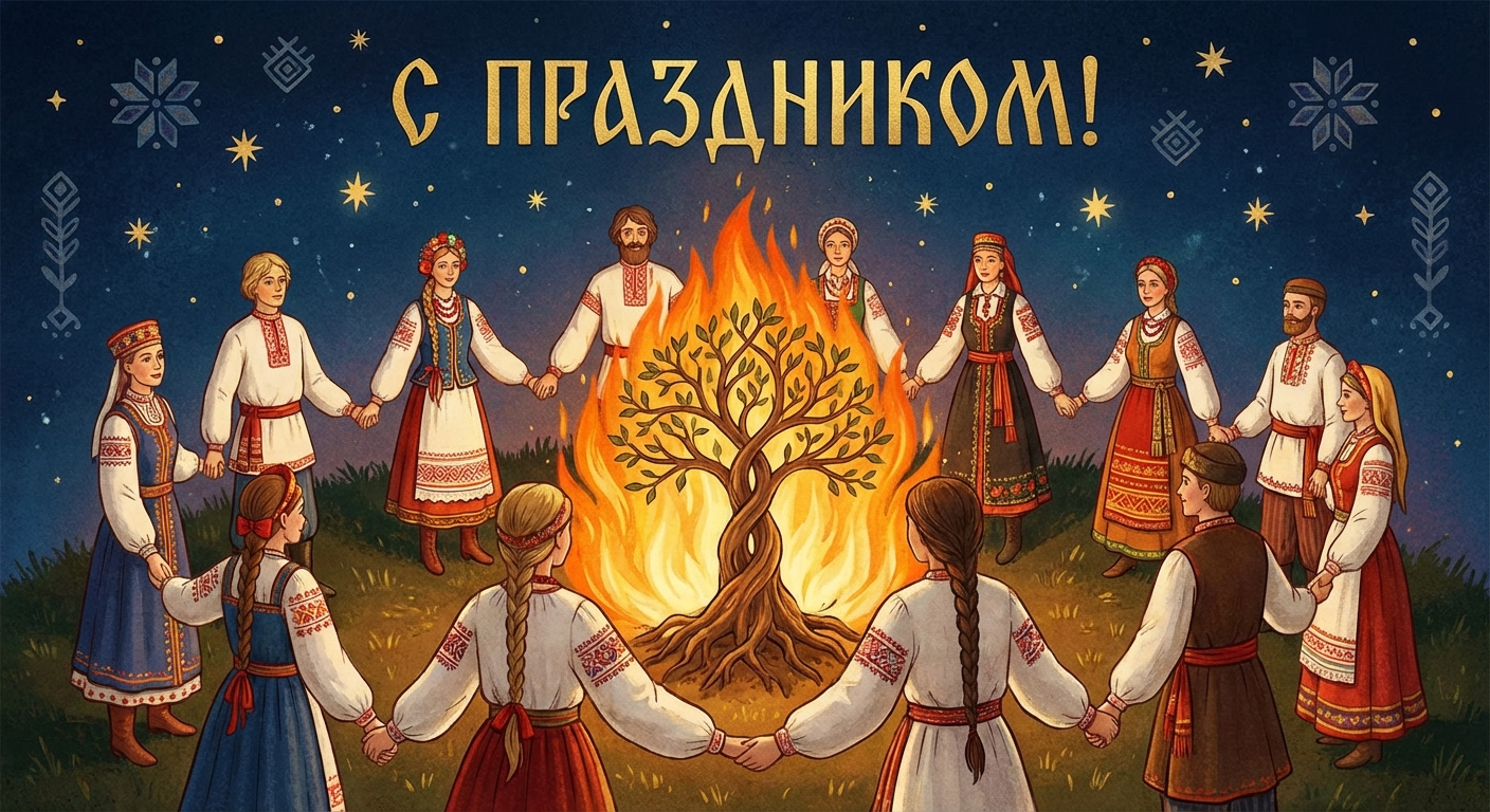 Создать открытку-картинку с поздравлением на День дружбы и единения славян с помощью нейросети