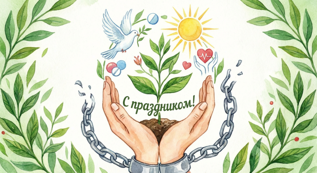 Создать открытку-картинку с поздравлением на Международный день борьбы против злоупотребления наркотиками и их незаконного оборота с помощью нейросети