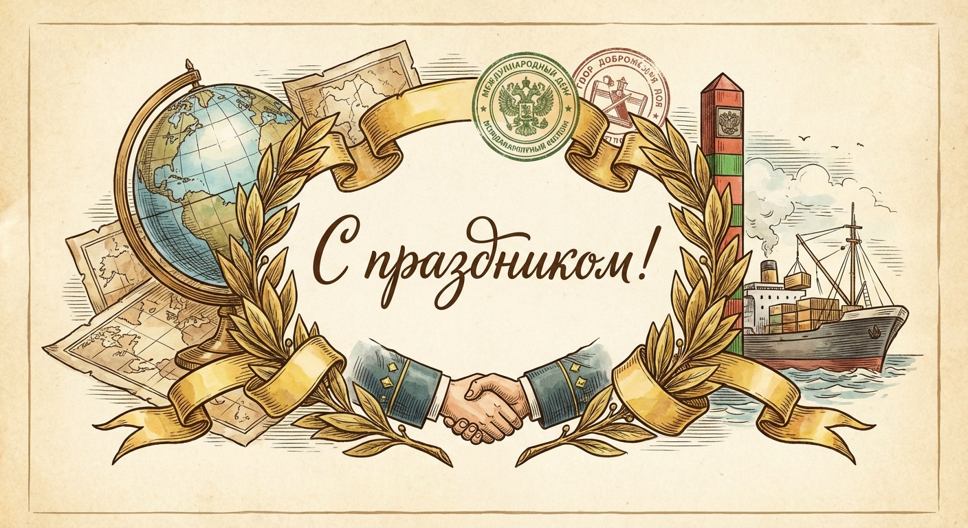 Создать открытку-картинку с поздравлением на Всемирный день таможенника с помощью нейросети