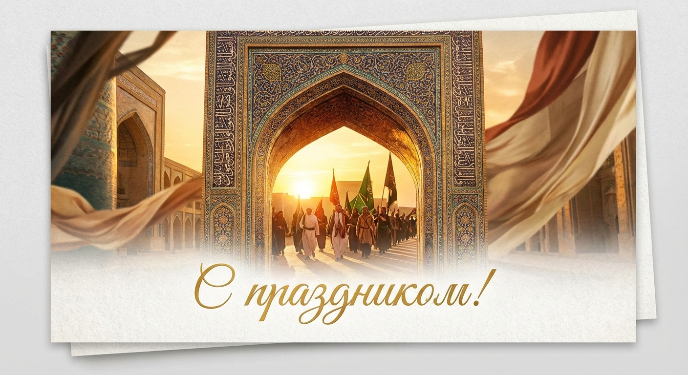 Создать открытку-картинку с поздравлением на День Ашура с помощью нейросети