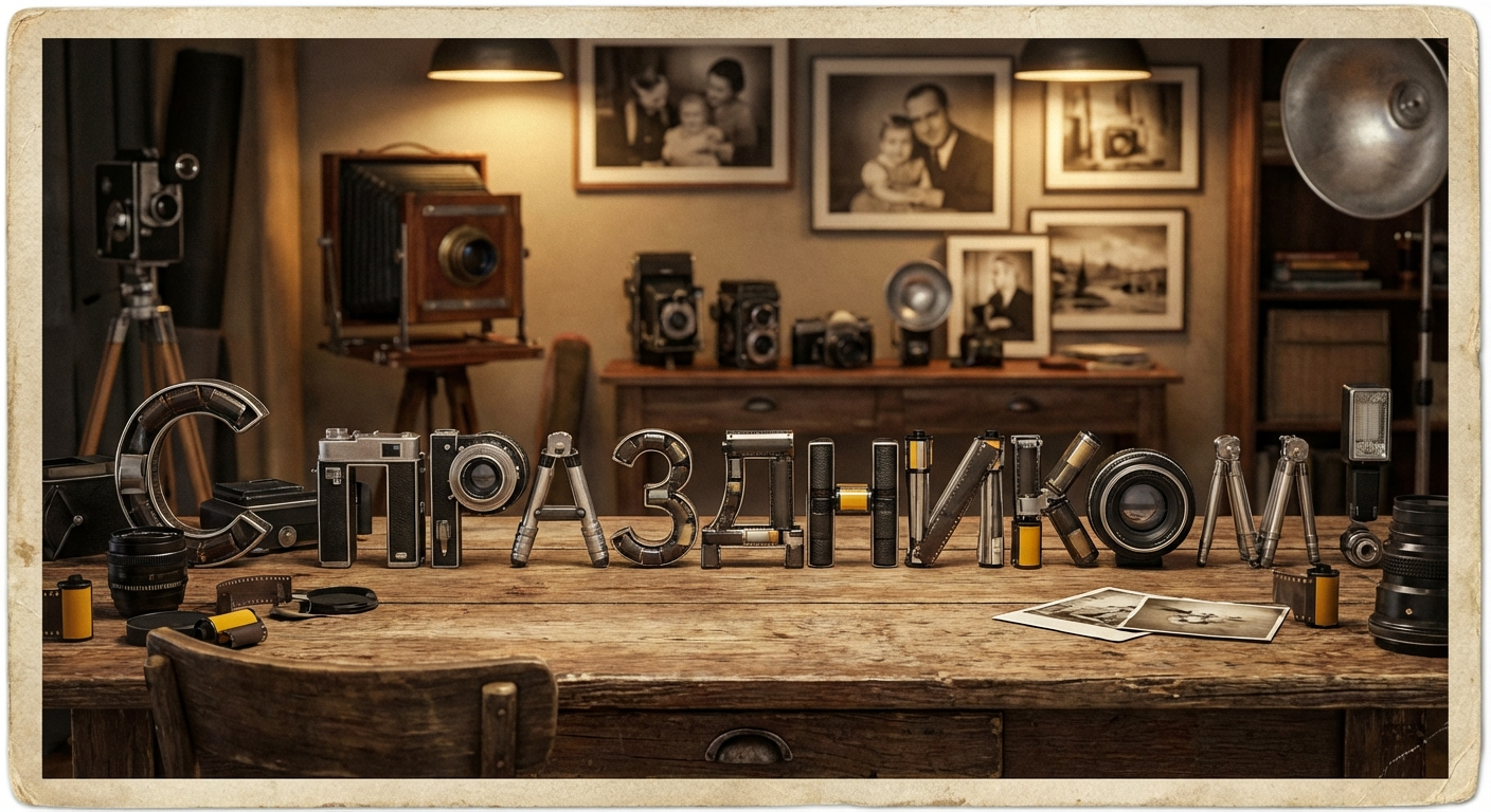 Создать открытку-картинку с поздравлением на День фотографа с помощью нейросети