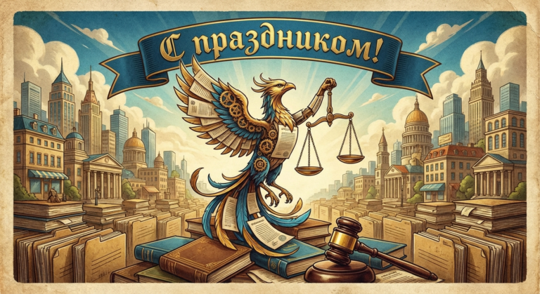 Создать открытку-картинку с поздравлением на День арбитражного управляющего с помощью нейросети