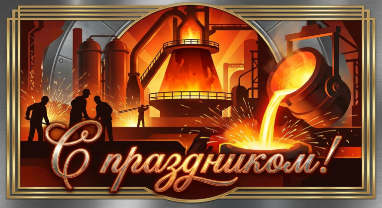 Создать открытку-картинку с поздравлением на День металлурга с помощью нейросети