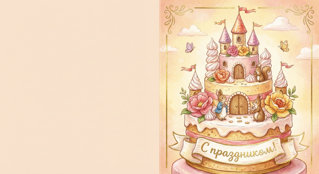 Создать открытку-картинку с поздравлением на День торта с помощью нейросети