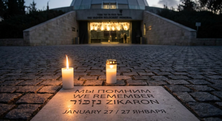 Создать открытку-картинку с поздравлением на Международный день памяти жертв Холокоста с помощью нейросети