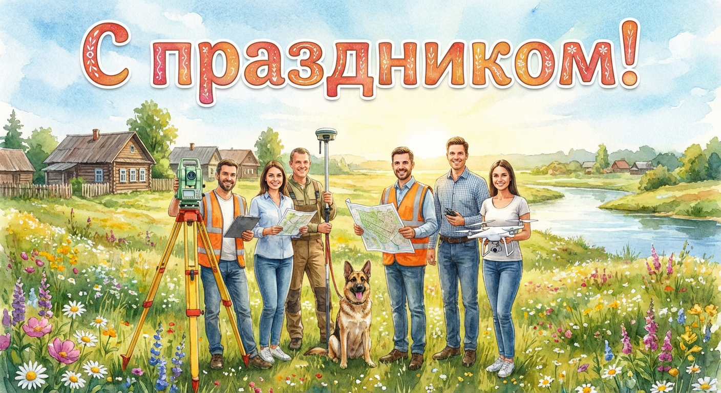 Создать открытку-картинку с поздравлением на День кадастрового инженера с помощью нейросети