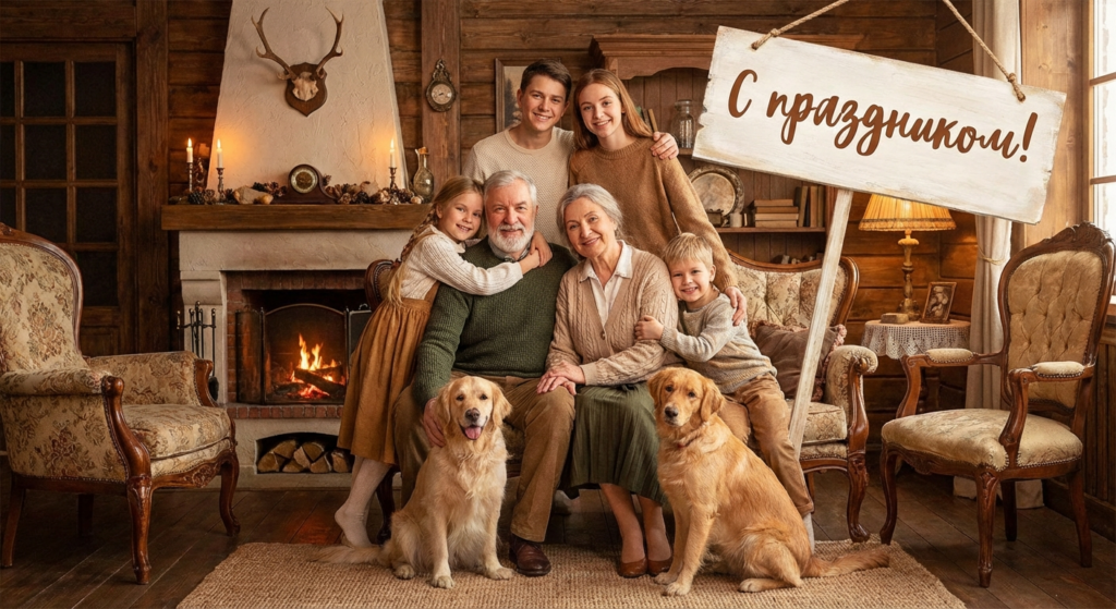 Создать открытку-картинку с поздравлением на День дяди и тети с помощью нейросети