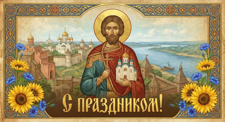 Создать открытку-картинку с поздравлением на День Святого Владимира с помощью нейросети