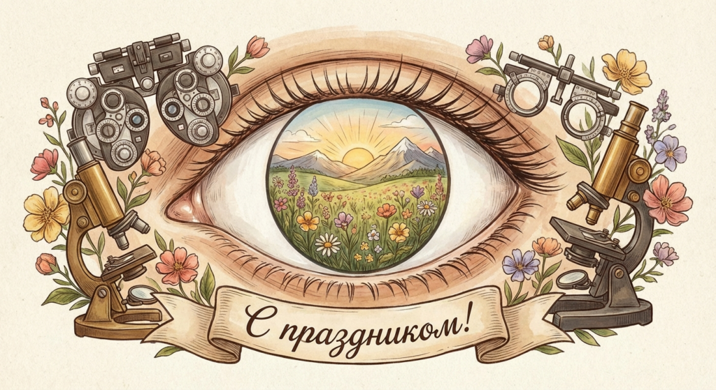 Создать открытку-картинку с поздравлением на Международный день офтальмологии с помощью нейросети