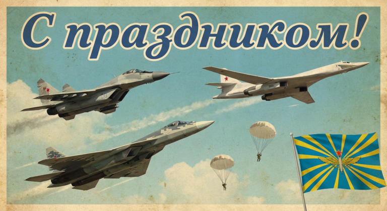 Создать открытку-картинку с поздравлением на День Военно-воздушных сил (День ВВС) с помощью нейросети