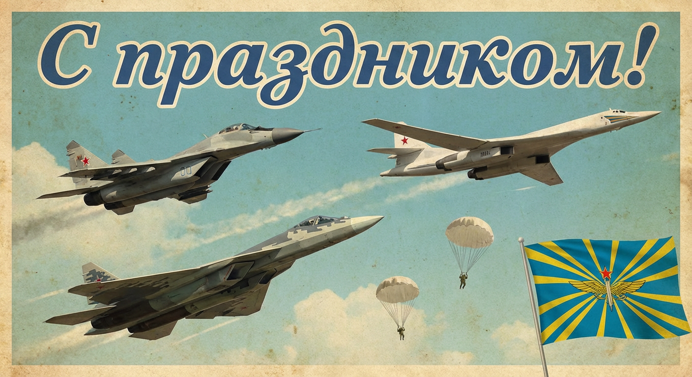 Создать открытку-картинку с поздравлением на День Военно-воздушных сил (День ВВС) с помощью нейросети