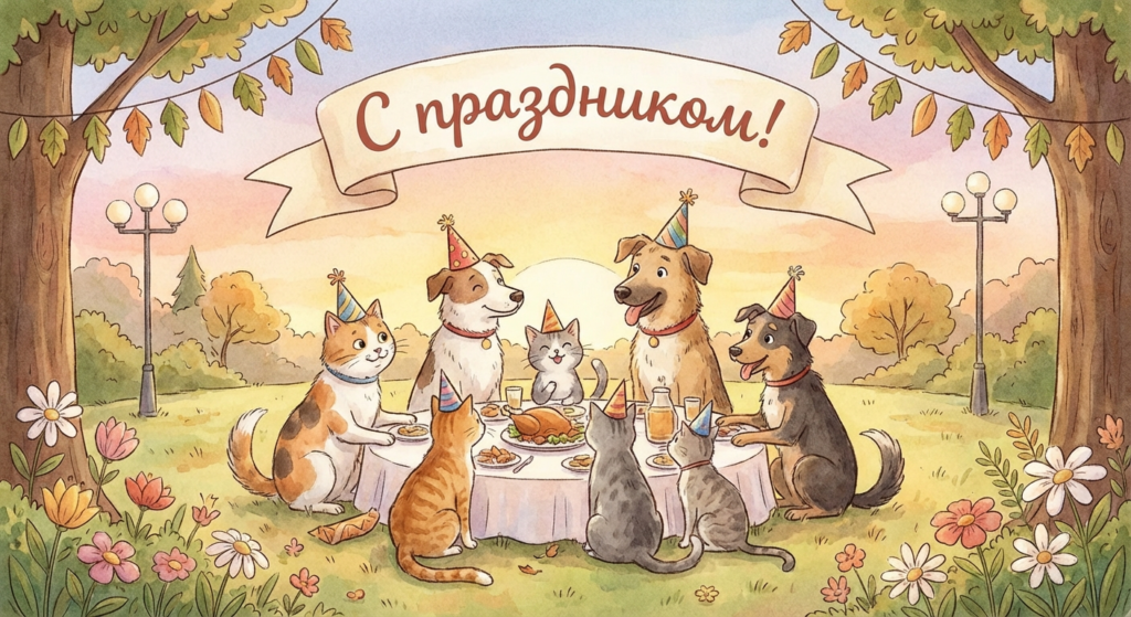 Создать открытку-картинку с поздравлением на Всемирный день бездомных животных с помощью нейросети