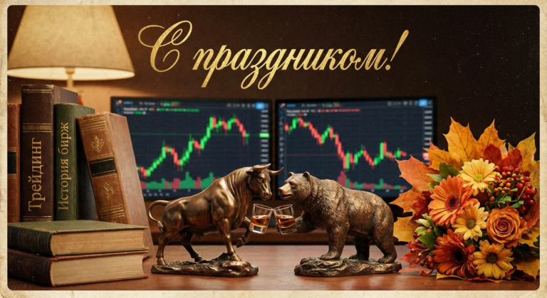 Создать открытку-картинку с поздравлением на День трейдера с помощью нейросети