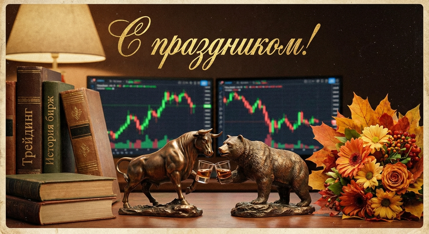 Создать открытку-картинку с поздравлением на День трейдера с помощью нейросети