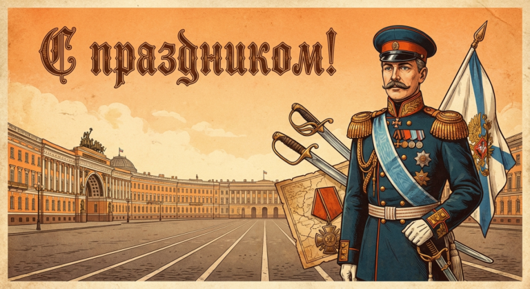 Создать открытку-картинку с поздравлением на День офицера с помощью нейросети