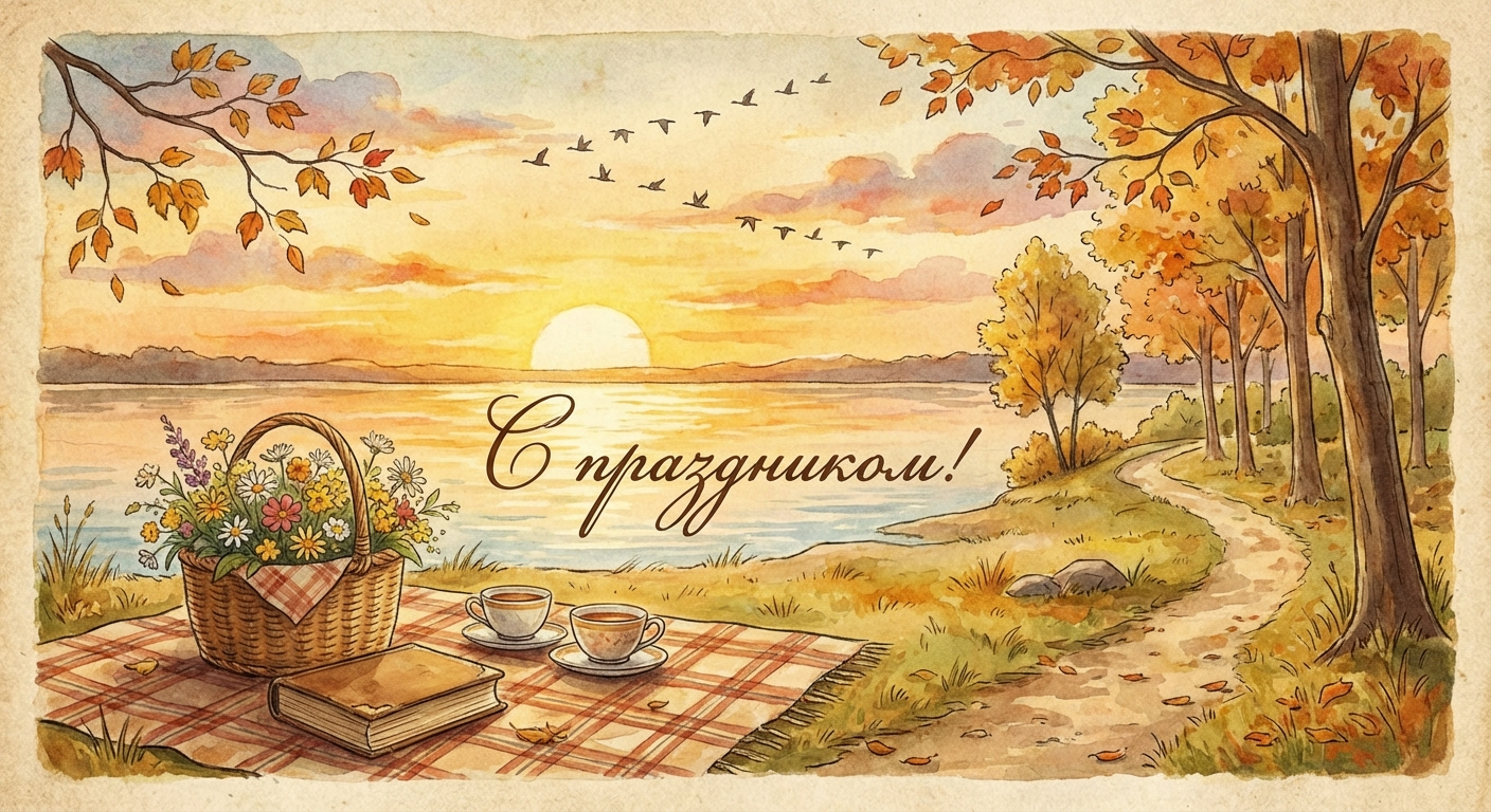 Создать открытку-картинку с поздравлением на Последний день лета с помощью нейросети
