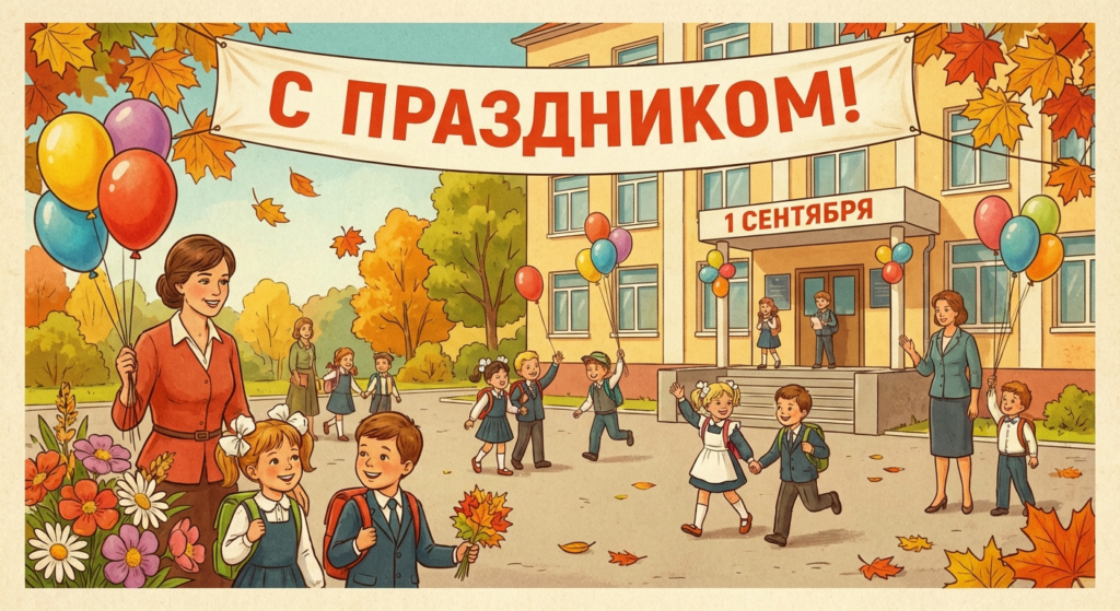 Создать открытку-картинку с поздравлением на День знаний с помощью нейросети