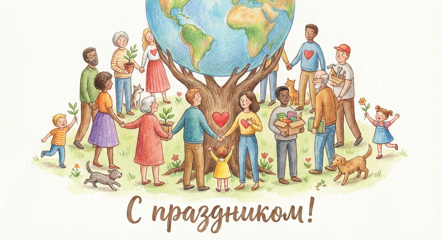 Создать открытку-картинку с поздравлением на Международный день благотворительности с помощью нейросети