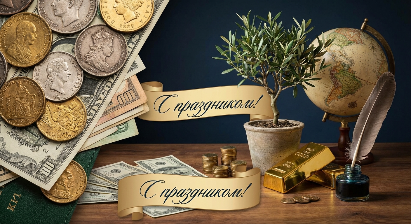 Создать открытку-картинку с поздравлением на День финансиста с помощью нейросети