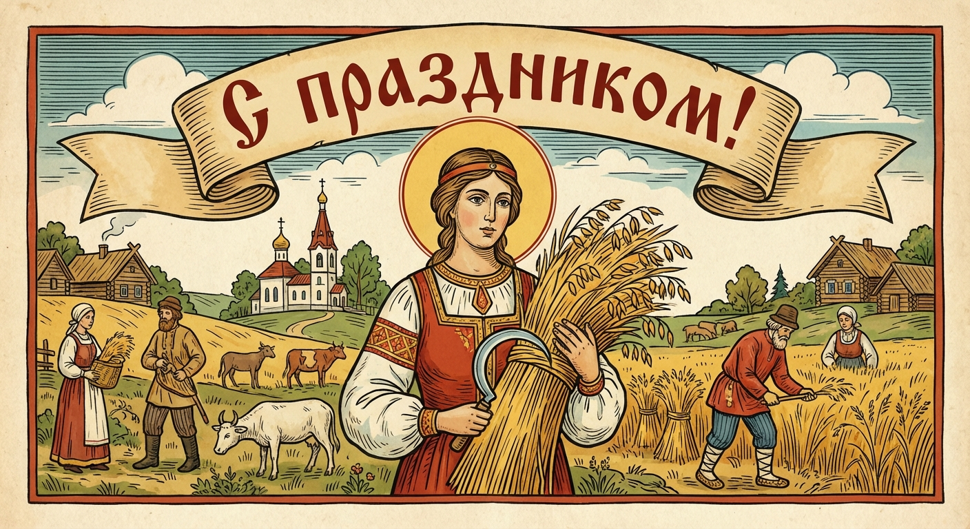 Создать открытку-картинку с поздравлением на День святой Натальи Овсяницы с помощью нейросети