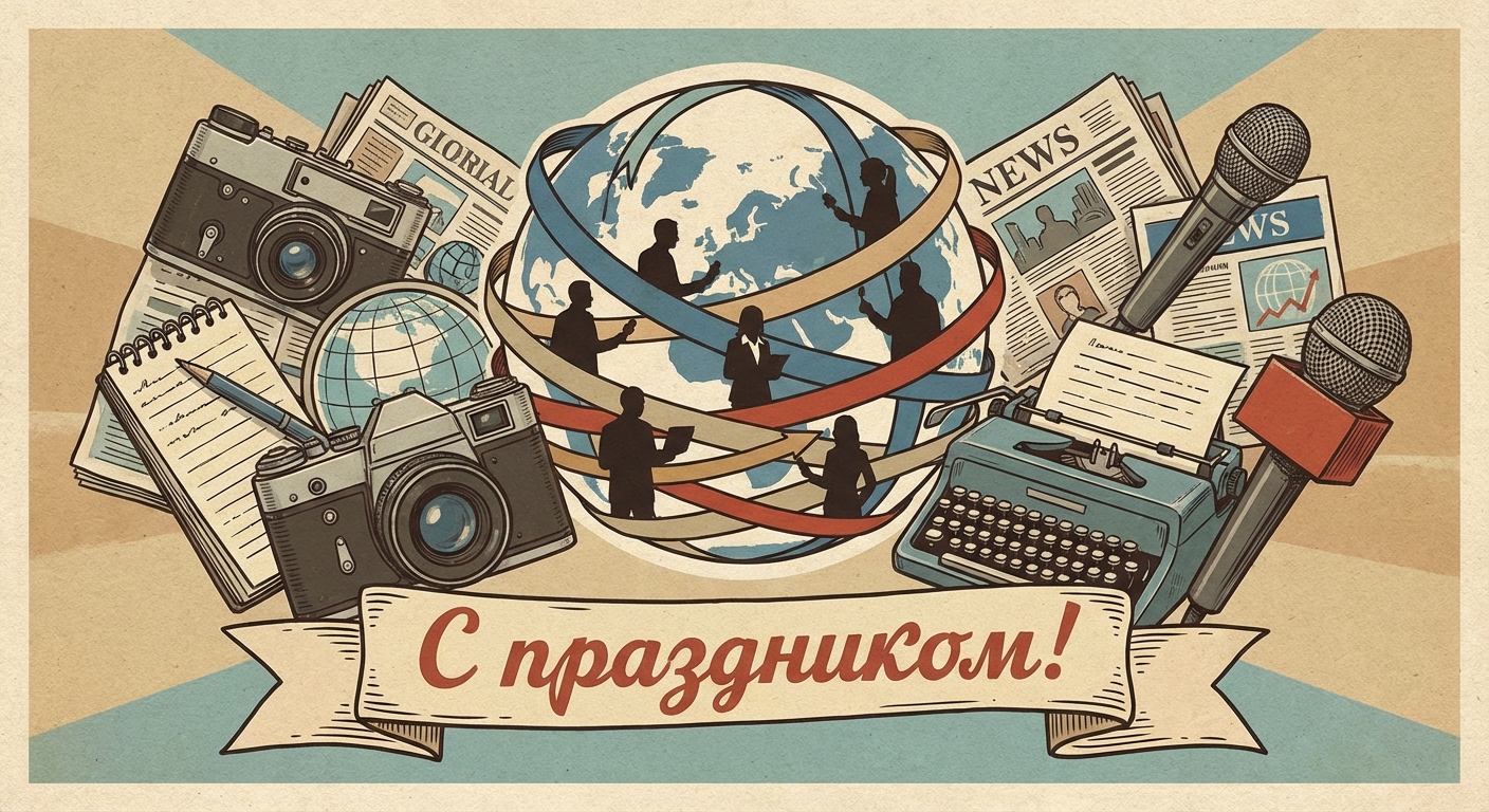 Создать открытку-картинку с поздравлением на Международный день солидарности журналистов с помощью нейросети
