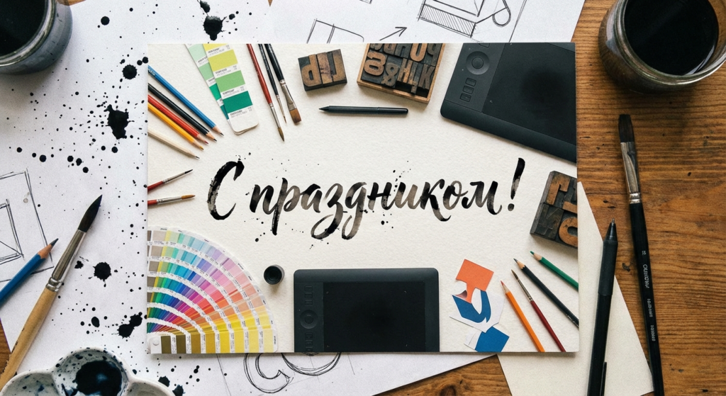 Создать открытку-картинку с поздравлением на День дизайнера-графика с помощью нейросети