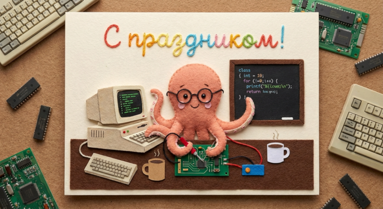Создать открытку-картинку с поздравлением на День программиста с помощью нейросети