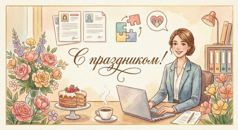 Создать открытку-картинку с поздравлением на День HR-менеджера с помощью нейросети