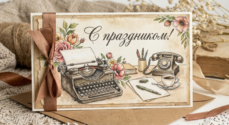 Создать открытку-картинку с поздравлением на День секретаря с помощью нейросети