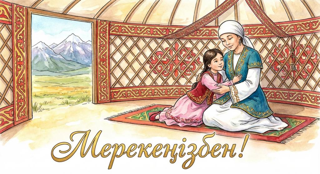 Создать открытку-картинку с поздравлением на День матери в Казахстане с помощью нейросети