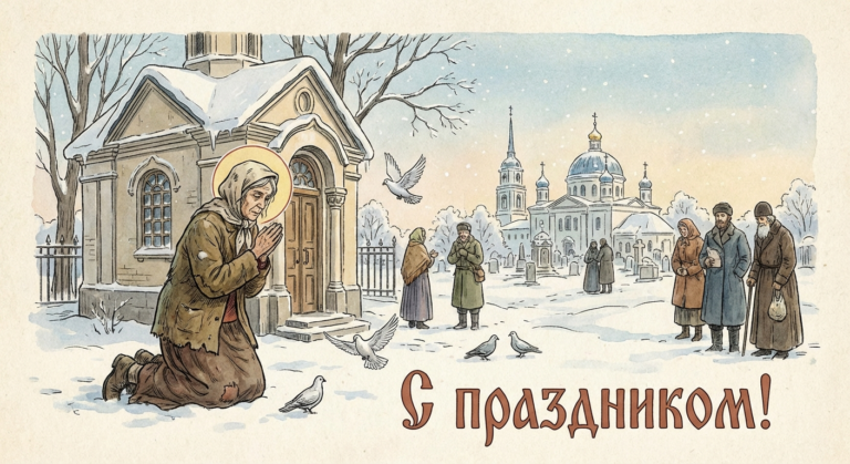 Создать открытку-картинку с поздравлением на День блаженной Ксении Петербургской с помощью нейросети