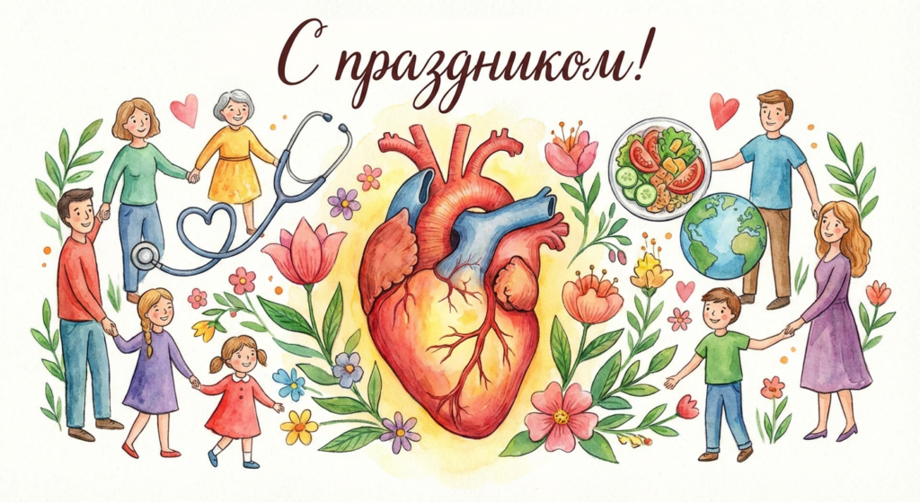 Создать открытку-картинку с поздравлением на Всемирный день сердца с помощью нейросети