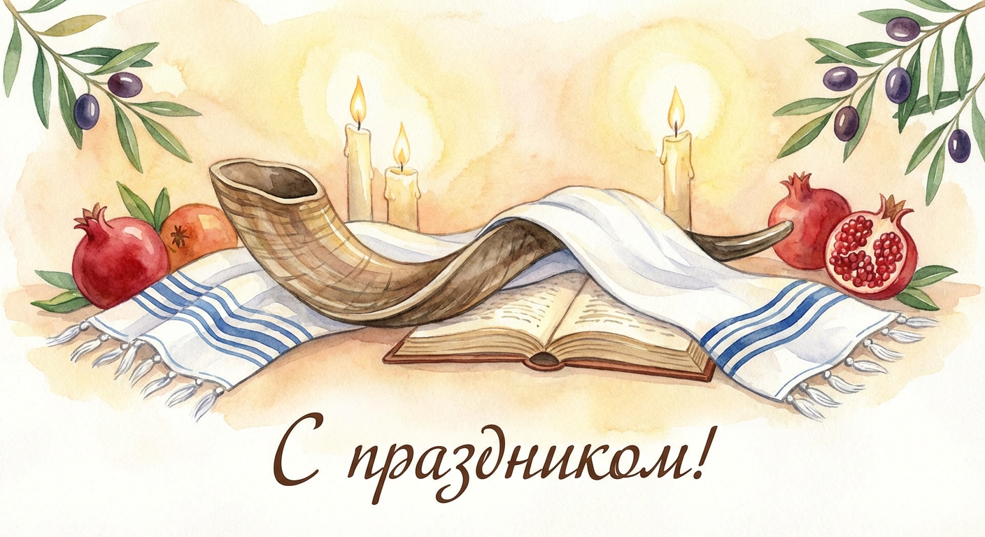 Создать открытку-картинку с поздравлением на Йом Кипур с помощью нейросети