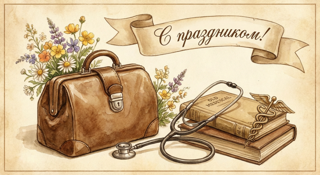Создать открытку-картинку с поздравлением на Международный день врача с помощью нейросети