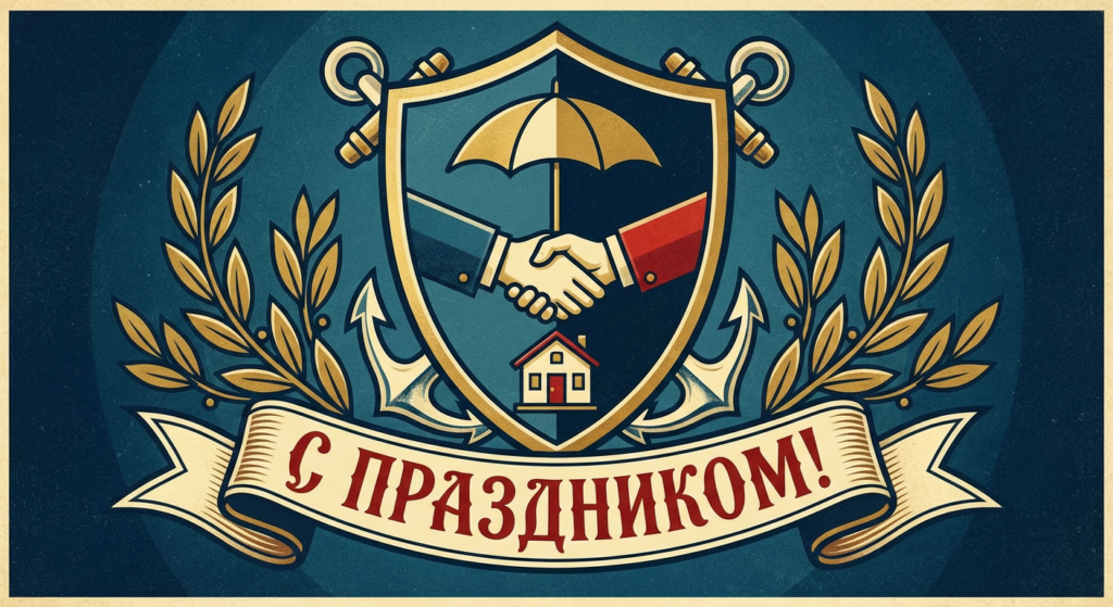 Создать открытку-картинку с поздравлением на День страховщика с помощью нейросети