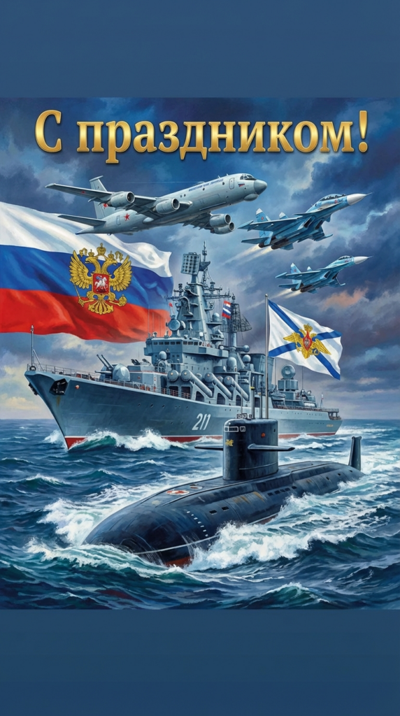 Создать открытку-картинку с поздравлением на День командира надводного, подводного и воздушного корабля с помощью нейросети