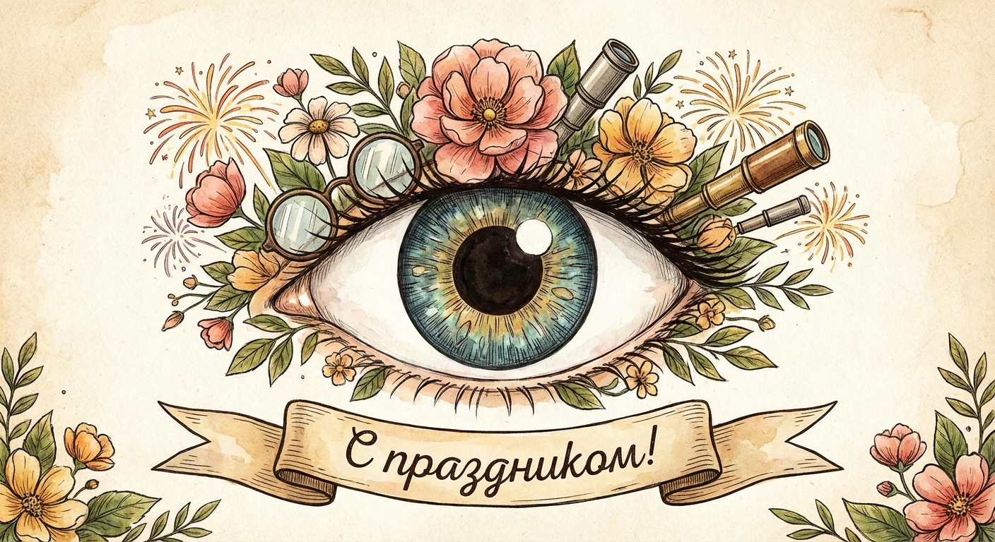 Создать открытку-картинку с поздравлением на Всемирный день зрения с помощью нейросети