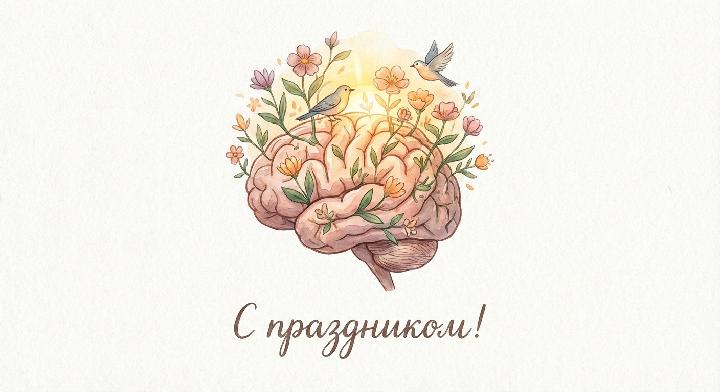 Создать открытку-картинку с поздравлением на Всемирный день психического здоровья с помощью нейросети